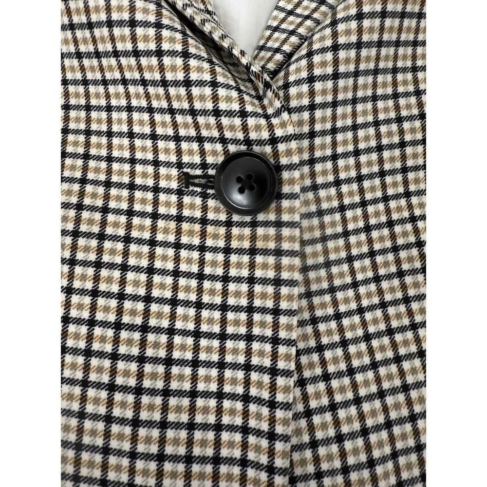 Vince Camuto Plaid Blazer Brown Black Cream Stretch Knit Lined Womens Size XXL‎